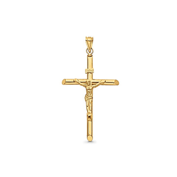 14K Yellow Gold Real Religious Crucifix Charm Pendant 56mmX37mm 3.4grams